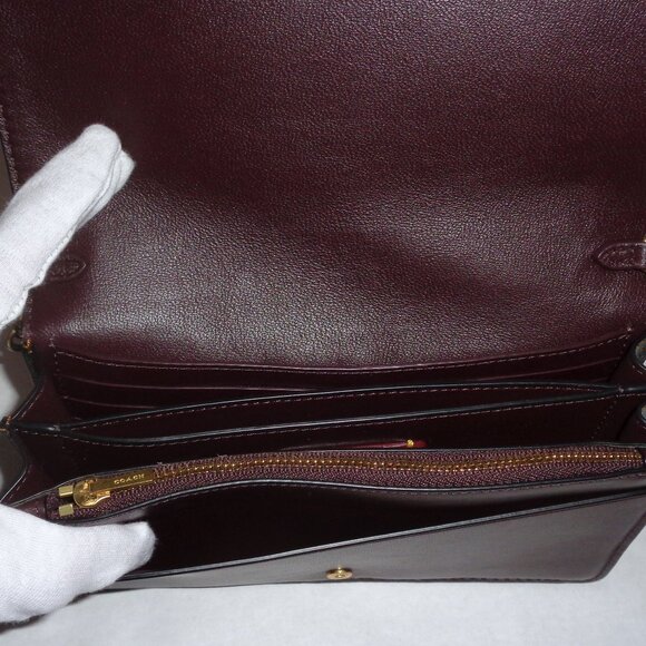 Coach 1941 Black Leather Foldover Chain Crossbody Shoulder Purse Wallet Hand Bag - Picture 15 of 16